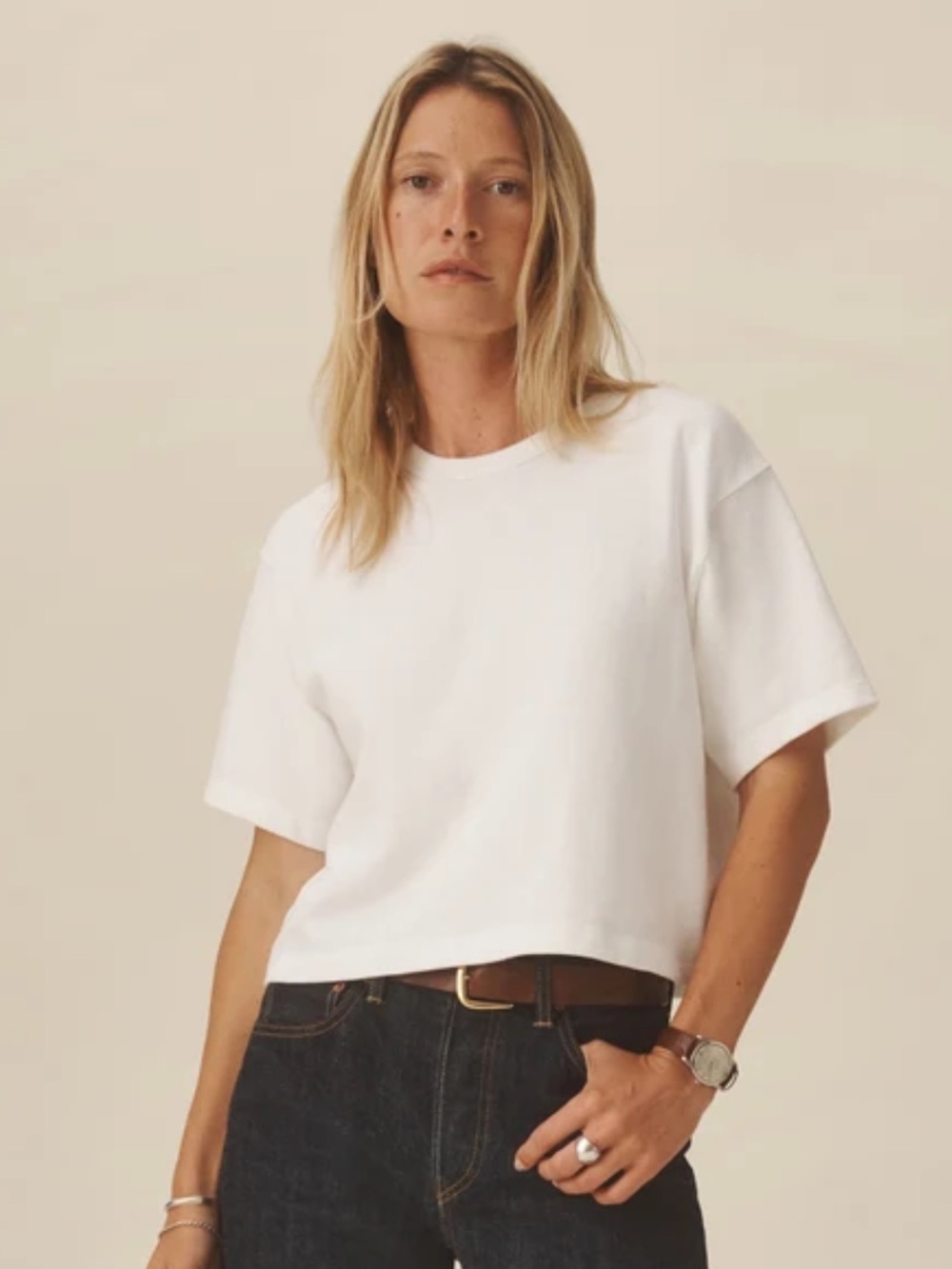 Buck Mason FIELD-SPEC BOYFRIEND CROP TEE White